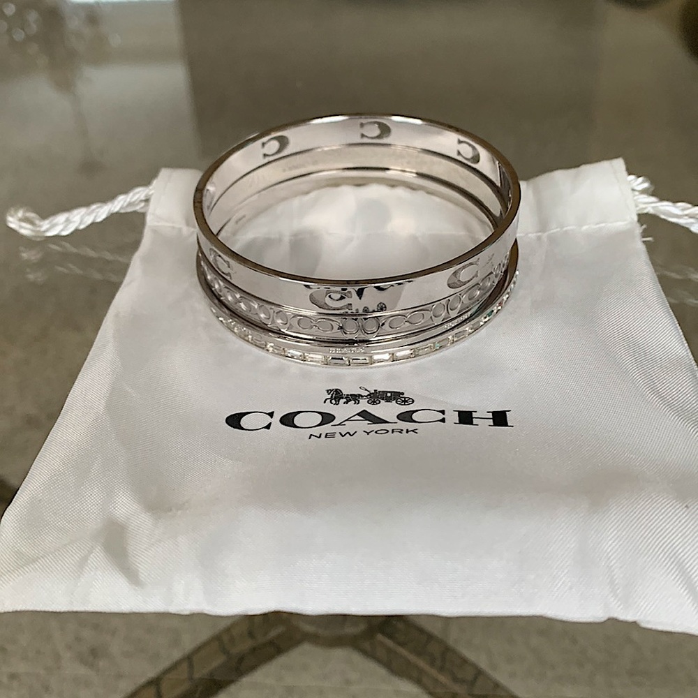 Coach bangle bracelet set - silver.